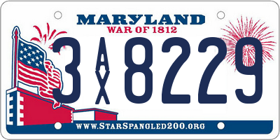 MD license plate 3AX8229
