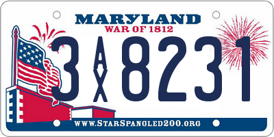 MD license plate 3AX8231