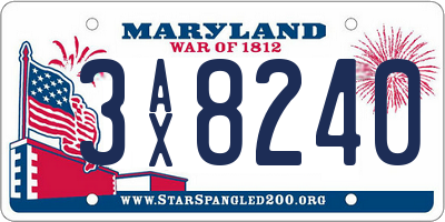 MD license plate 3AX8240
