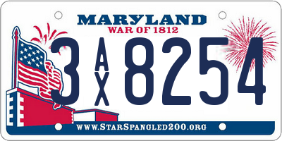 MD license plate 3AX8254