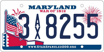 MD license plate 3AX8255