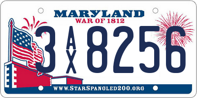 MD license plate 3AX8256