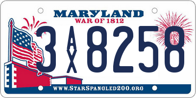 MD license plate 3AX8258