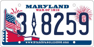 MD license plate 3AX8259