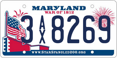 MD license plate 3AX8269