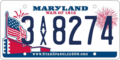 MD license plate 3AX8274