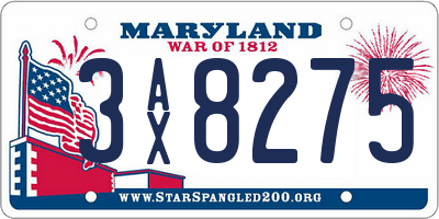 MD license plate 3AX8275