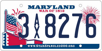 MD license plate 3AX8276