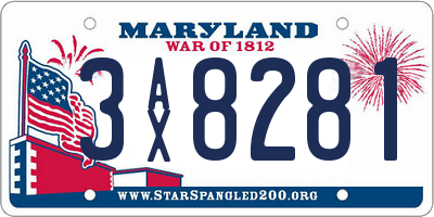 MD license plate 3AX8281