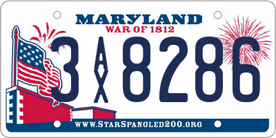 MD license plate 3AX8286