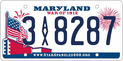 MD license plate 3AX8287