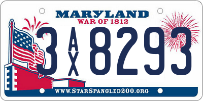 MD license plate 3AX8293