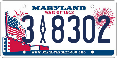 MD license plate 3AX8302