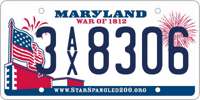 MD license plate 3AX8306