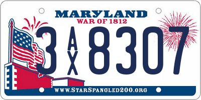 MD license plate 3AX8307