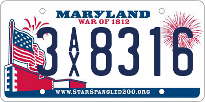 MD license plate 3AX8316