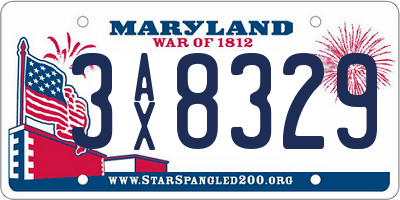 MD license plate 3AX8329