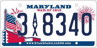 MD license plate 3AX8340