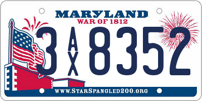 MD license plate 3AX8352