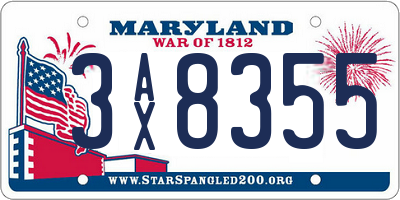 MD license plate 3AX8355