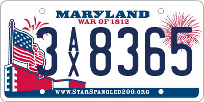MD license plate 3AX8365