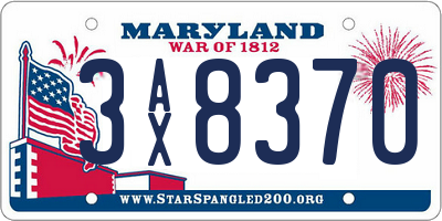 MD license plate 3AX8370
