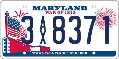 MD license plate 3AX8371