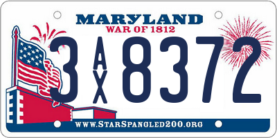 MD license plate 3AX8372