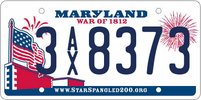 MD license plate 3AX8373
