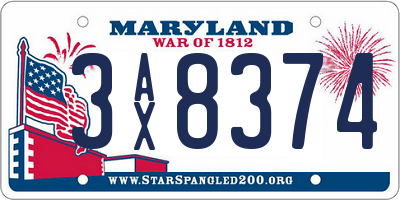 MD license plate 3AX8374