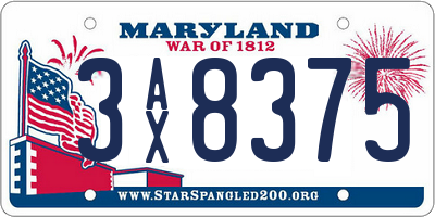 MD license plate 3AX8375
