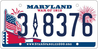 MD license plate 3AX8376