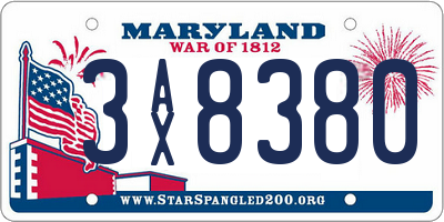MD license plate 3AX8380