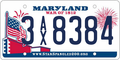 MD license plate 3AX8384