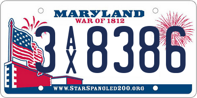 MD license plate 3AX8386