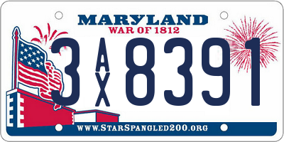 MD license plate 3AX8391