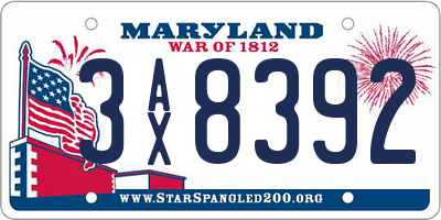 MD license plate 3AX8392