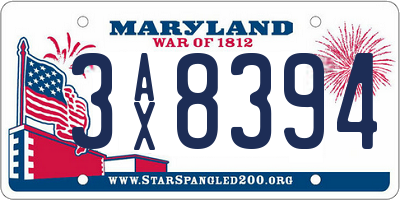 MD license plate 3AX8394