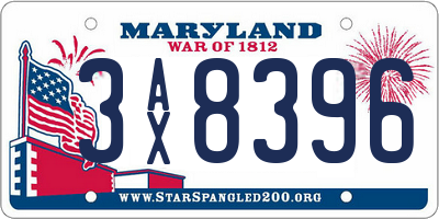 MD license plate 3AX8396
