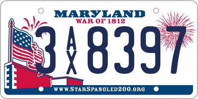 MD license plate 3AX8397