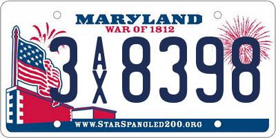MD license plate 3AX8398
