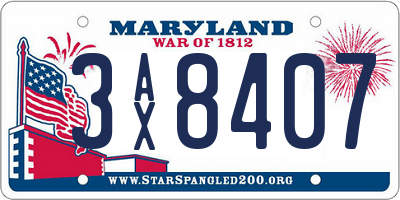 MD license plate 3AX8407