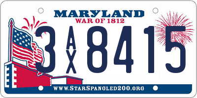 MD license plate 3AX8415