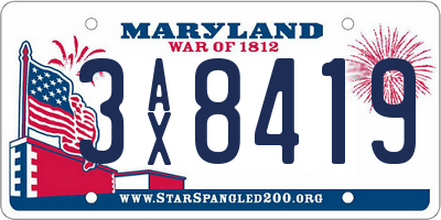 MD license plate 3AX8419