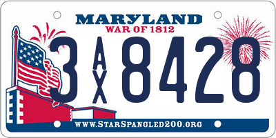 MD license plate 3AX8428