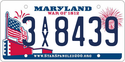 MD license plate 3AX8439