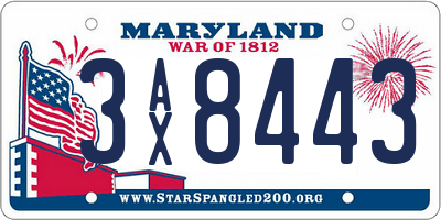 MD license plate 3AX8443