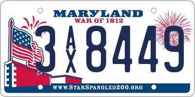 MD license plate 3AX8449