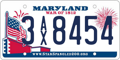 MD license plate 3AX8454