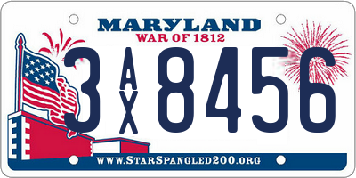 MD license plate 3AX8456